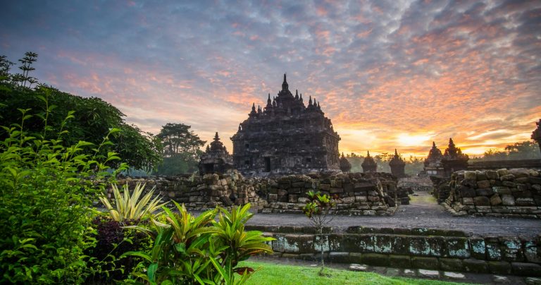 plaosan temple (candi plaosan) at sunrise